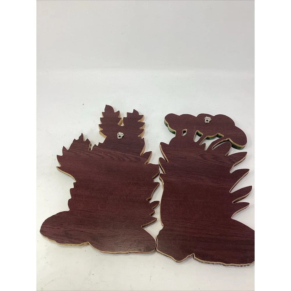 VTG Carved Wooden Tropical Botanical Wall Art Bohemian Decor Lot Of Two 11